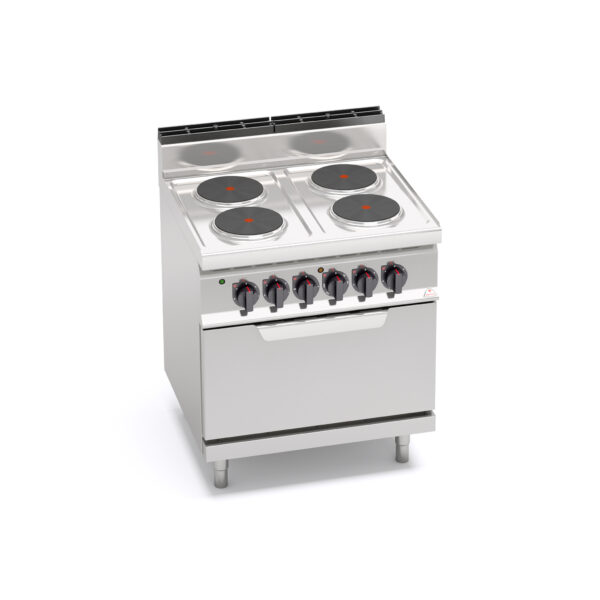 Cocina de 4 Fuegos Eléctrica Modular + Horno eléctrico GN 2/1 GAMA Macros 700 E7P4+FE