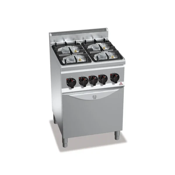 Cocina 4 Fuegos a Gas Sobremesa Horno GN 1/1 Eco Power Gama Plus 600 G6F4PW+FG1