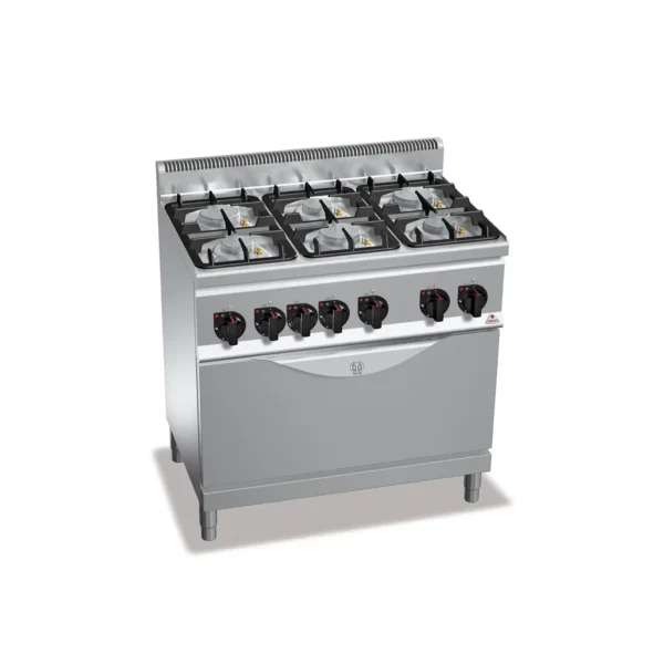 Cocina 6 Fuegos a Gas Sobremesa Horno Eco Power Gama Plus 600 G6F6PW+T