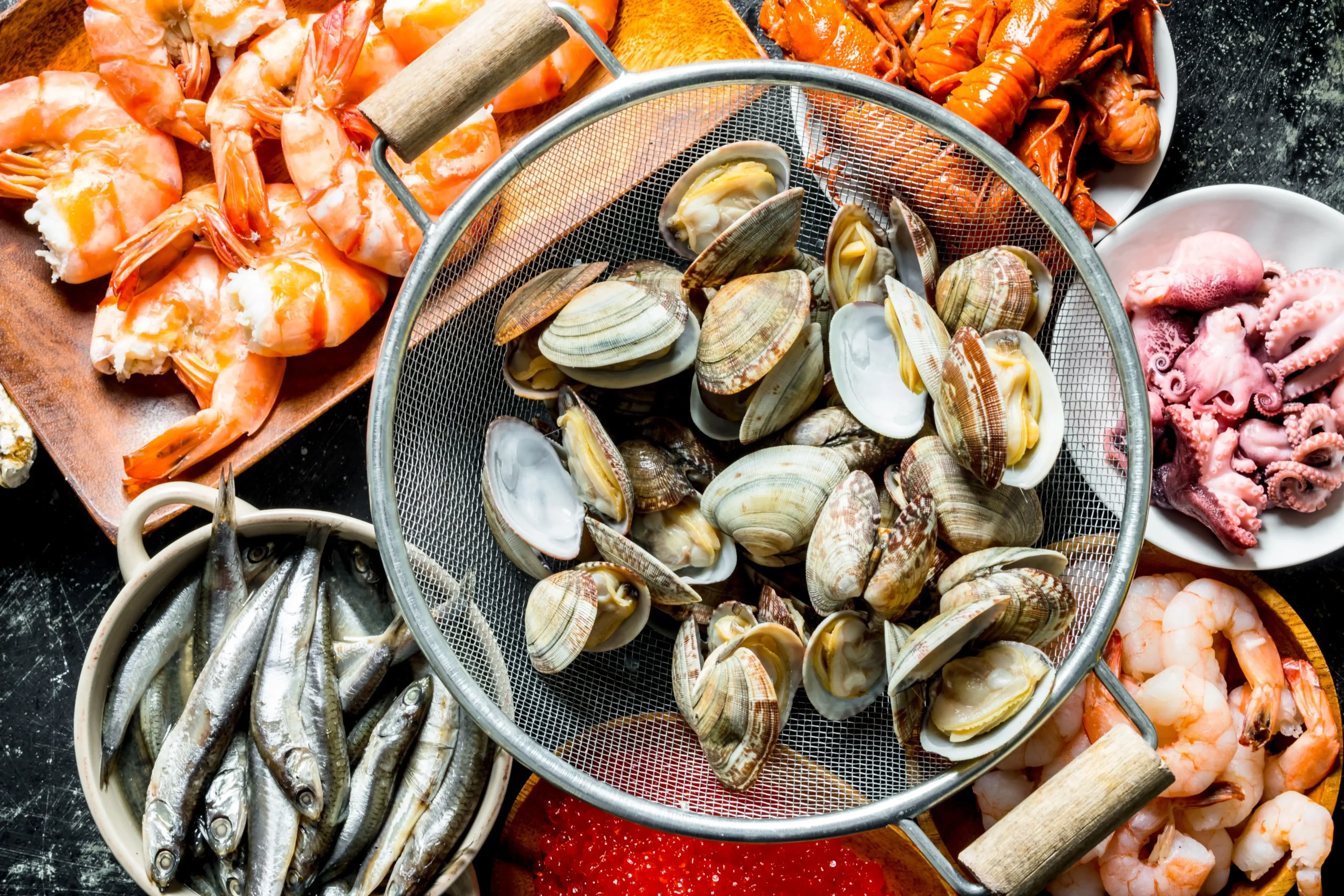 Banner promocional de marisquería que enlaza a productos de máquinas de hostelería especializadas para restaurantes de mariscos.